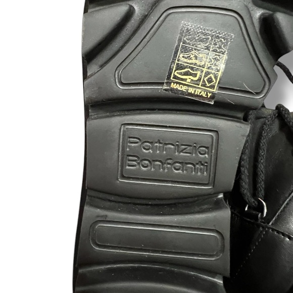 PATRIZIA BONFANTI Black Leather Lace Up Boot Fleece Lined Size 39 - Picture 4 of 10